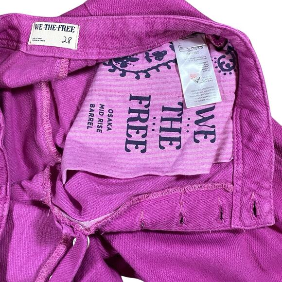 We The Free Pink Osaka Mid Rise Barrel Jeans - 28 - Picture 3 of 4